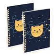 thumbnail image 1 of FORMRS 1-Subject Spiral Notebook 8" x 5" College Ruled 60 Refillable Sheet A5 Hard Cover, 2 Pack, Orange Cat Planet, 1 of 7