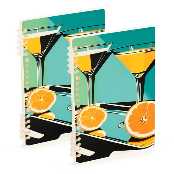 FORMRS 1-Subject Spiral Notebook 8" x 5" College Ruled 60 Refillable Sheet A5 Hard Cover, 2 Pack, Orange Glasses