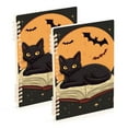 thumbnail image 1 of FORMRS 1-Subject Spiral Notebook 8" x 5" College Ruled 60 Refillable Sheet, 2 Pack, Orange Halloween Cat, 1 of 7