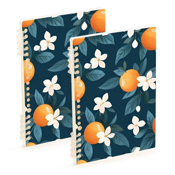 FORMRS 1-Subject Spiral Notebook 8" x 5" College Ruled 60 Refillable Sheet A5 Hard Cover, 2 Pack, Oranges Pattern
