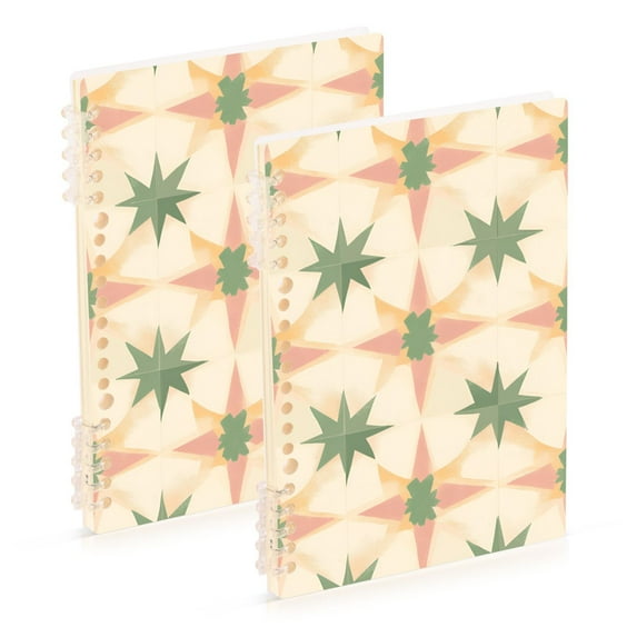 FORMRS 1-Subject Spiral Notebook 8" x 5" College Ruled 60 Refillable Sheet, 2 Pack, Pastel Beige Geometric