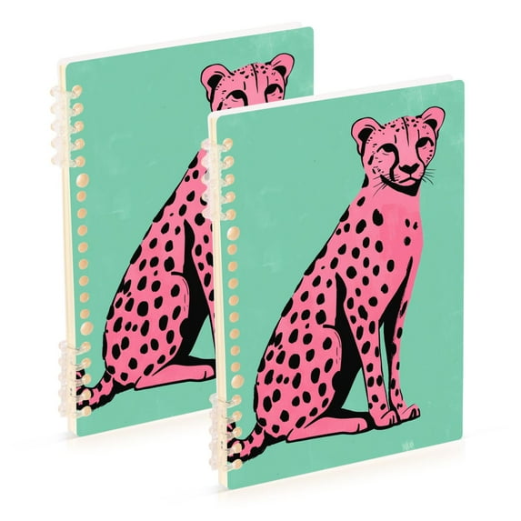 FORMRS 1-Subject Spiral Notebook 8" x 5" College Ruled 60 Refillable Sheet, 2 Pack, Pink Cheetah