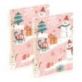 thumbnail image 1 of FORMRS 1-Subject Spiral Notebook 8" x 5" College Ruled 60 Refillable Sheet A5 Hard Cover, 2 Pack, Pink Christmas Snowman, 1 of 7