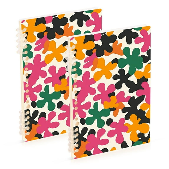 FORMRS 1-Subject Spiral Notebook 8" x 5" College Ruled 60 Refillable Sheet A5 Hard Cover, 2 Pack, Pink Floral Blooms