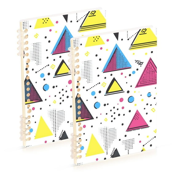 FORMRS 1-Subject Spiral Notebook 8" x 5" College Ruled 60 Refillable Sheet A5 Hard Cover, 2 Pack, Pink Simple Shapes
