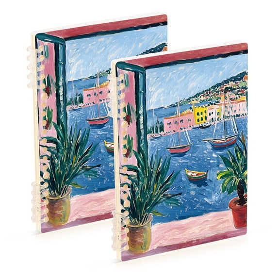 FORMRS 1-Subject Spiral Notebook 8" x 5" College Ruled 60 Refillable Sheet A5 Hard Cover, 2 Pack, Pink Window