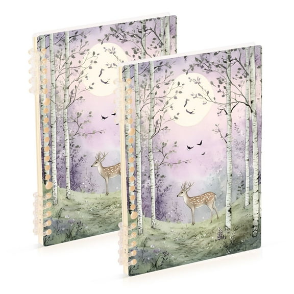 FORMRS 1-Subject Spiral Notebook 8" x 5" College Ruled 60 Refillable Sheet, 2 Pack, Purple Deer