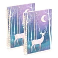thumbnail image 1 of FORMRS 1-Subject Spiral Notebook 8" x 5" College Ruled 60 Refillable Sheet A5 Hard Cover, 2 Pack, Purple Night Deer, 1 of 7