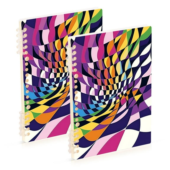 FORMRS 1-Subject Spiral Notebook 8" x 5" College Ruled 60 Refillable Sheet, 2 Pack, Purple Wavy Plaid