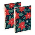 thumbnail image 1 of FORMRS 1-Subject Spiral Notebook 8" x 5" College Ruled 60 Refillable Sheet A5 Hard Cover, 2 Pack, Red Christmas Leaves, 1 of 7