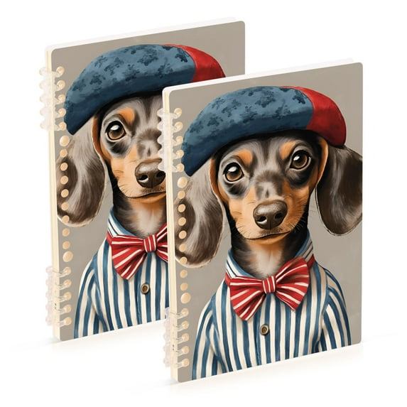FORMRS 1-Subject Spiral Notebook 8" x 5" College Ruled 60 Refillable Sheet, 2 Pack, Red Dog Artist