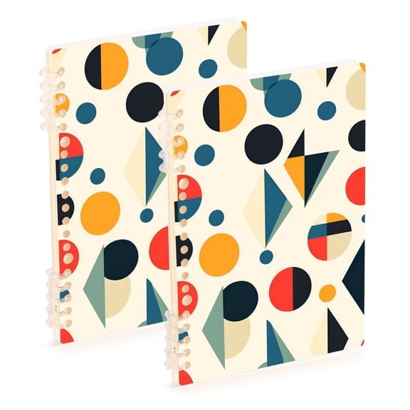 FORMRS 1-Subject Spiral Notebook 8" x 5" College Ruled 60 Refillable Sheet, 2 Pack, Red Geometric