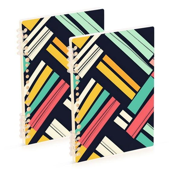 FORMRS 1-Subject Spiral Notebook 8" x 5" College Ruled 60 Refillable Sheet A5 Hard Cover, 2 Pack, Red Geometric