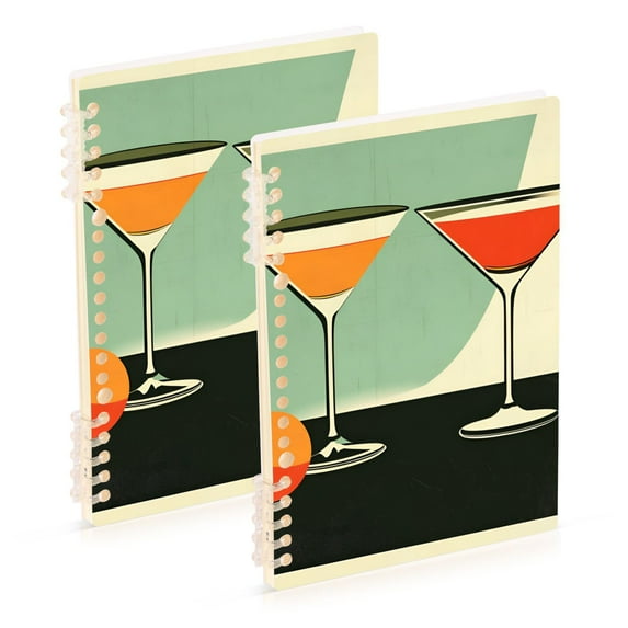 FORMRS 1-Subject Spiral Notebook 8" x 5" College Ruled 60 Refillable Sheet A5 Hard Cover, 2 Pack, Red Glasses
