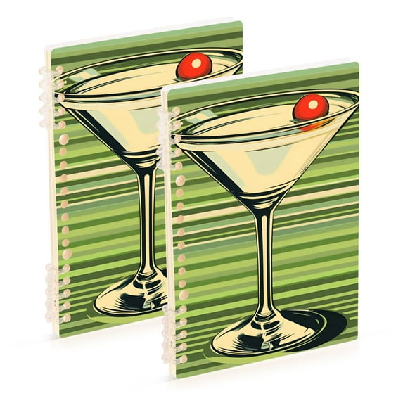 FORMRS 1-Subject Spiral Notebook 8" x 5" College Ruled 60 Refillable Sheet A5 Hard Cover, 2 Pack, Red Martini