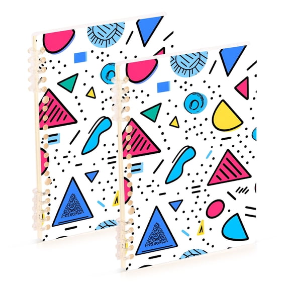 FORMRS 1-Subject Spiral Notebook 8" x 5" College Ruled 60 Refillable Sheet A5 Hard Cover, 2 Pack, Red Retro Pattern