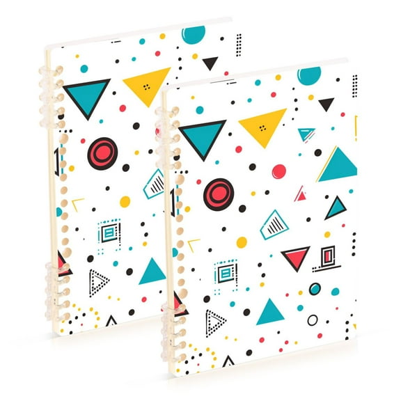 FORMRS 1-Subject Spiral Notebook 8" x 5" College Ruled 60 Refillable Sheet, 2 Pack, Red Simple Shapes