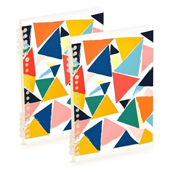 FORMRS 1-Subject Spiral Notebook 8" x 5" College Ruled 60 Refillable Sheet A5 Hard Cover, 2 Pack, Red Triangles