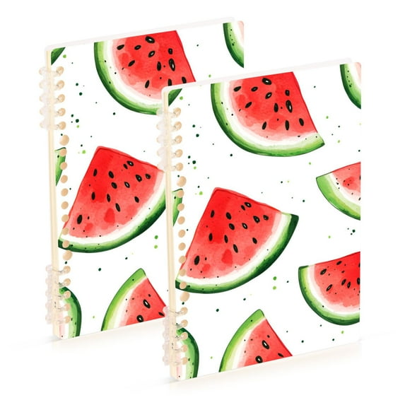 FORMRS 1-Subject Spiral Notebook 8" x 5" College Ruled 60 Refillable Sheet A5 Hard Cover, 2 Pack, Red Watermelon