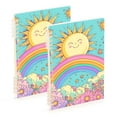 thumbnail image 1 of FORMRS 1-Subject Spiral Notebook 8" x 5" College Ruled 60 Refillable Sheet A5 Hard Cover, 2 Pack, Retro Blue Rainbow, 1 of 7