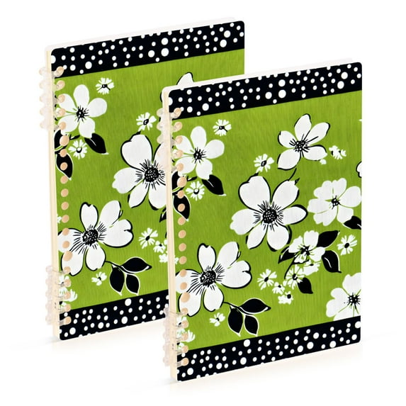 FORMRS 1-Subject Spiral Notebook 8" x 5" College Ruled 60 Refillable Sheet A5 Hard Cover, 2 Pack, Retro Floral