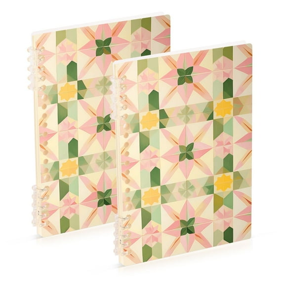 FORMRS 1-Subject Spiral Notebook 8" x 5" College Ruled 60 Refillable Sheet, 2 Pack, Retro Pink Stars