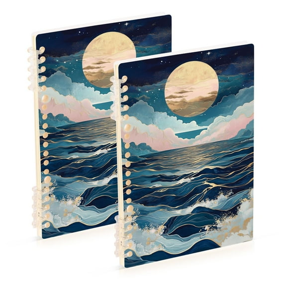 FORMRS 1-Subject Spiral Notebook 8" x 5" College Ruled 60 Refillable Sheet, 2 Pack, Rolling Waves