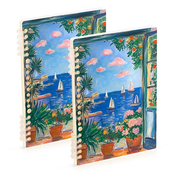 FORMRS 1-Subject Spiral Notebook 8" x 5" College Ruled 60 Refillable Sheet, 2 Pack, Sea Window