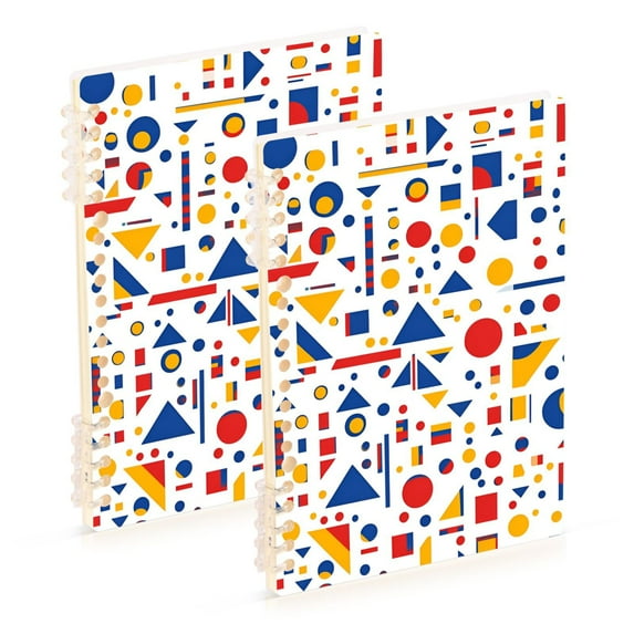 FORMRS 1-Subject Spiral Notebook 8" x 5" College Ruled 60 Refillable Sheet A5 Hard Cover, 2 Pack, Simple Shapes