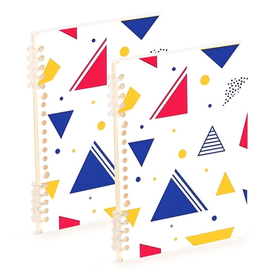 FORMRS 1-Subject Spiral Notebook 8" x 5" College Ruled 60 Refillable Sheet A5 Hard Cover, 2 Pack, Simple Triangles