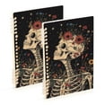 thumbnail image 1 of FORMRS 1-Subject Spiral Notebook 8" x 5" College Ruled 60 Refillable Sheet A5 Hard Cover, 2 Pack, Skeleton with Flowers Pattern, 1 of 7