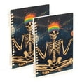 thumbnail image 1 of FORMRS 1-Subject Spiral Notebook 8" x 5" College Ruled 60 Refillable Sheet A5 Hard Cover, 2 Pack, Skeleton with Rainbow, 1 of 7
