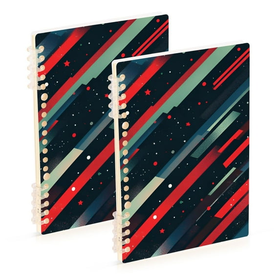 FORMRS 1-Subject Spiral Notebook 8" x 5" College Ruled 60 Refillable Sheet, 2 Pack, Stars Abstract Lines