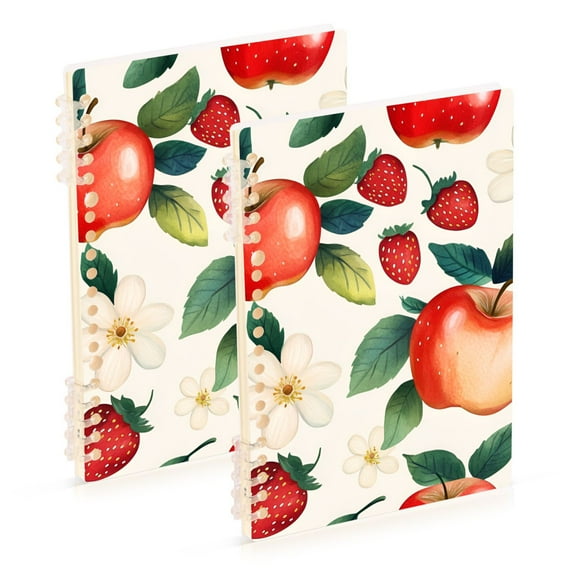 FORMRS 1-Subject Spiral Notebook 8" x 5" College Ruled 60 Refillable Sheet, 2 Pack, Strawberry Pattern