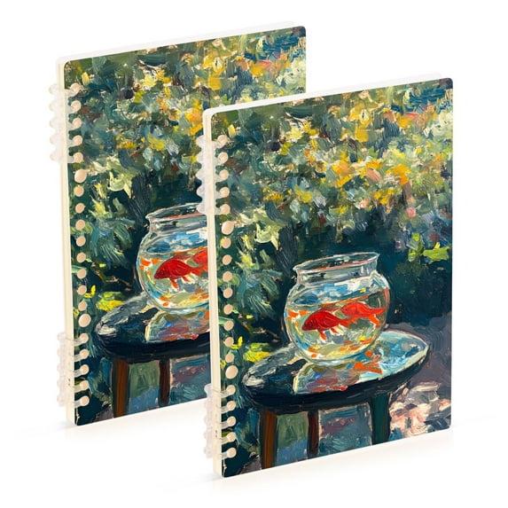 FORMRS 1-Subject Spiral Notebook 8" x 5" College Ruled 60 Refillable Sheet, 2 Pack, Sunshine Goldfish
