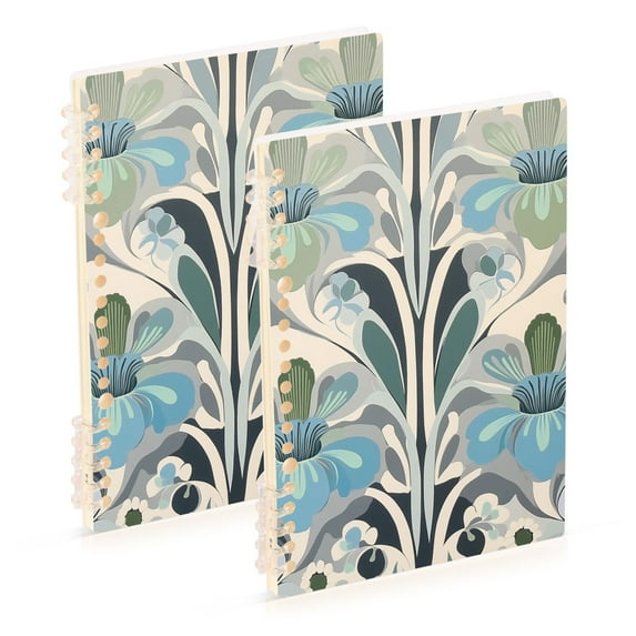 FORMRS 1-Subject Spiral Notebook 8" x 5" College Ruled 60 Refillable Sheet A5 Hard Cover, 2 Pack, Vibrant Abstract Design