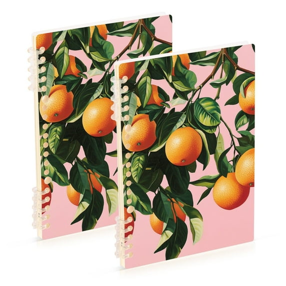 FORMRS 1-Subject Spiral Notebook 8" x 5" College Ruled 60 Refillable Sheet A5 Hard Cover, 2 Pack, Vibrant Oranges