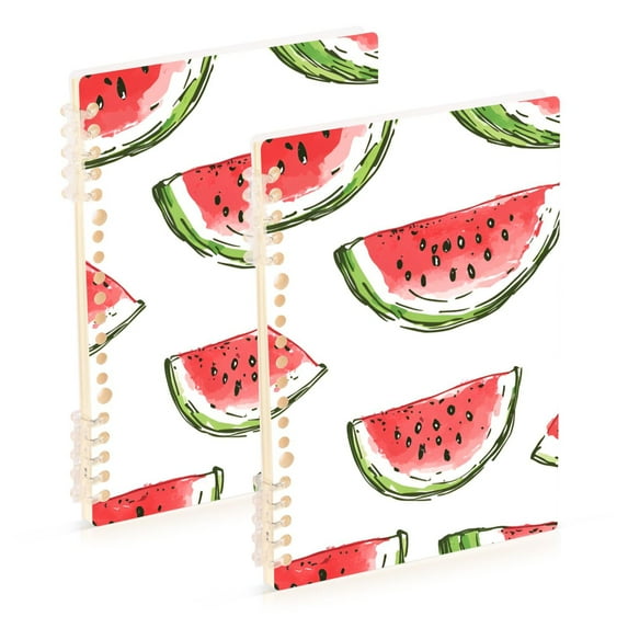 FORMRS 1-Subject Spiral Notebook 8" x 5" College Ruled 60 Refillable Sheet A5 Hard Cover, 2 Pack, Watermelon Pattern