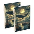 thumbnail image 1 of FORMRS 1-Subject Spiral Notebook 8" x 5" College Ruled 60 Refillable Sheet A5 Hard Cover, 2 Pack, Whale and Moon, 1 of 7