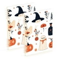 thumbnail image 1 of FORMRS 1-Subject Spiral Notebook 8" x 5" College Ruled 60 Refillable Sheet A5 Hard Cover, 2 Pack, White Cartoon Halloween Ghosts, 1 of 7