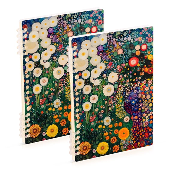FORMRS 1-Subject Spiral Notebook 8" x 5" College Ruled 60 Refillable Sheet A5 Hard Cover, 2 Pack, White Floral Garden
