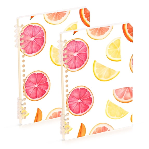 FORMRS 1-Subject Spiral Notebook 8" x 5" College Ruled 60 Refillable Sheet, 2 Pack, White Grapefruit Slices