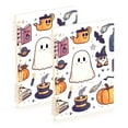 thumbnail image 1 of FORMRS 1-Subject Spiral Notebook 8" x 5" College Ruled 60 Refillable Sheet A5 Hard Cover, 2 Pack, White Magical Halloween, 1 of 7