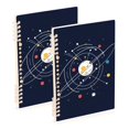 thumbnail image 1 of FORMRS 1-Subject Spiral Notebook 8" x 5" College Ruled 60 Refillable Sheet A5 Hard Cover, 2 Pack, White Planet, 1 of 7
