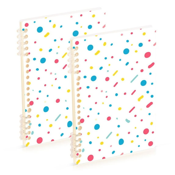 FORMRS 1-Subject Spiral Notebook 8" x 5" College Ruled 60 Refillable Sheet, 2 Pack, White Retro Pattern