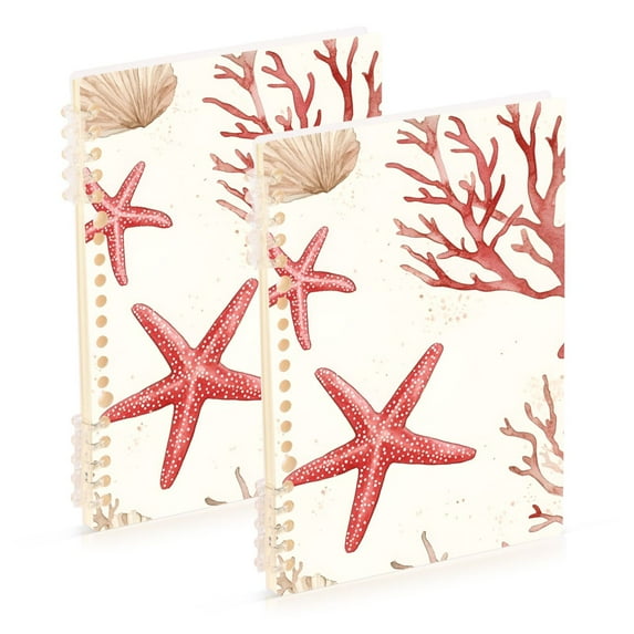 FORMRS 1-Subject Spiral Notebook 8" x 5" College Ruled 60 Refillable Sheet, 2 Pack, White Starfish