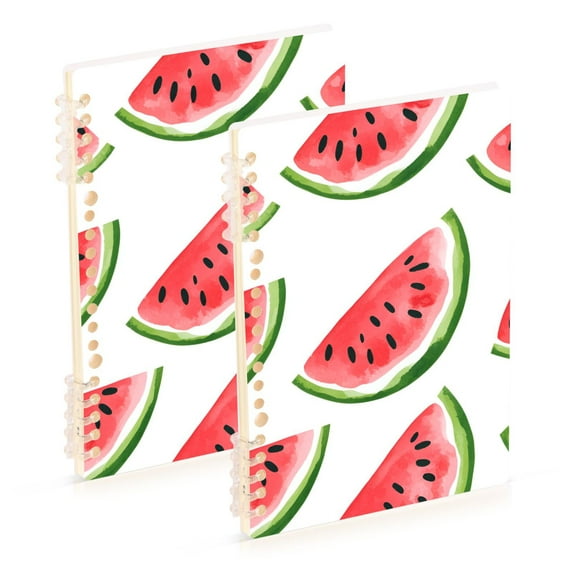 FORMRS 1-Subject Spiral Notebook 8" x 5" College Ruled 60 Refillable Sheet, 2 Pack, White Watermelon