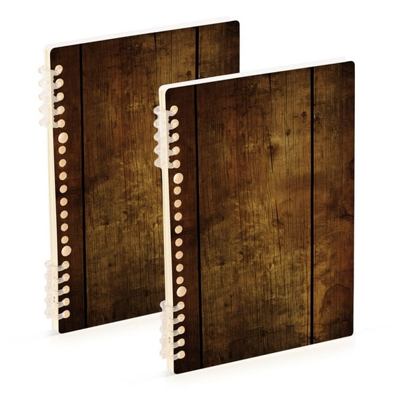 FORMRS 1-Subject Spiral Notebook 8" x 5" College Ruled 60 Refillable Sheet A5 Hard Cover, 2 Pack, Wood Grain