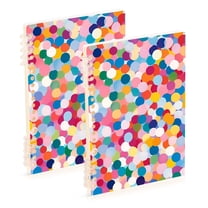 FORMRS 1-Subject Spiral Notebook 8" x 5" College Ruled 60 Refillable Sheet, 2 Pack, Yellow Colorful Circles