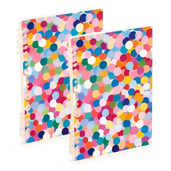 FORMRS 1-Subject Spiral Notebook 8" x 5" College Ruled 60 Refillable Sheet, 2 Pack, Yellow Colorful Circles